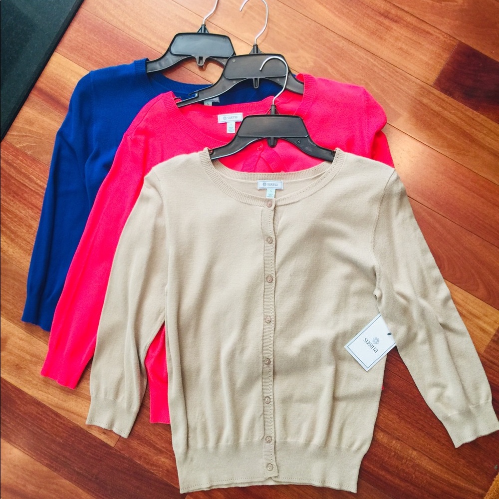 Four Susina cardigans for Sale. Size S. 4 colors.
